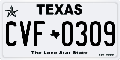 TX license plate CVF0309