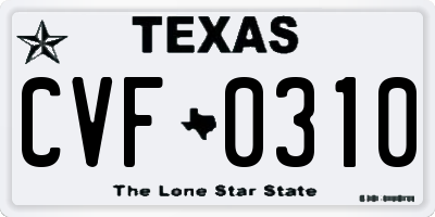 TX license plate CVF0310
