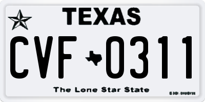 TX license plate CVF0311