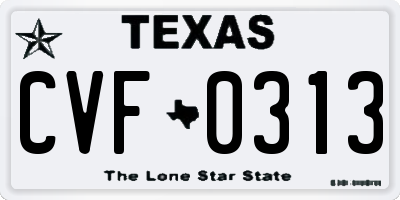 TX license plate CVF0313