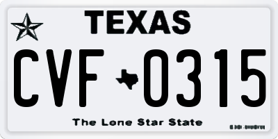 TX license plate CVF0315