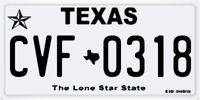 TX license plate CVF0318