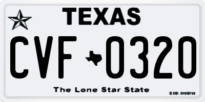 TX license plate CVF0320