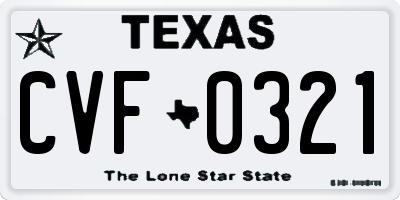 TX license plate CVF0321