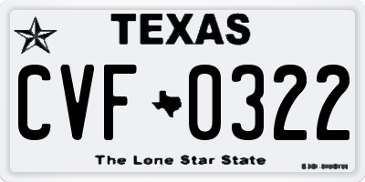 TX license plate CVF0322