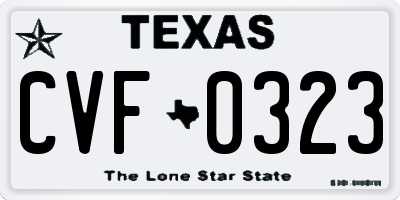 TX license plate CVF0323