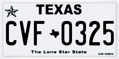 TX license plate CVF0325