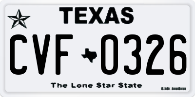 TX license plate CVF0326