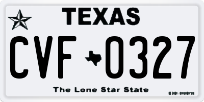 TX license plate CVF0327