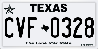 TX license plate CVF0328