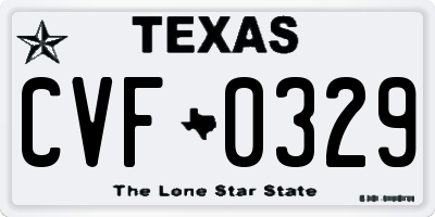 TX license plate CVF0329