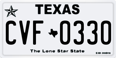 TX license plate CVF0330
