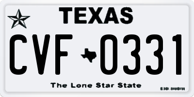 TX license plate CVF0331