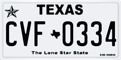 TX license plate CVF0334