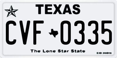 TX license plate CVF0335