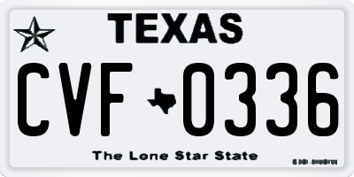 TX license plate CVF0336