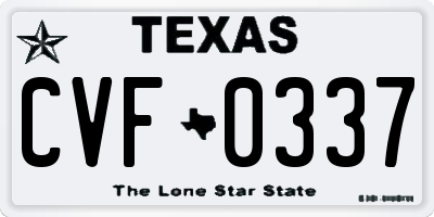 TX license plate CVF0337