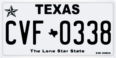 TX license plate CVF0338