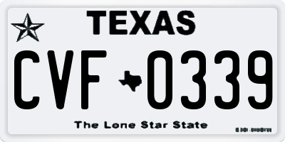 TX license plate CVF0339