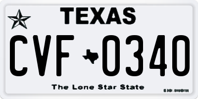 TX license plate CVF0340