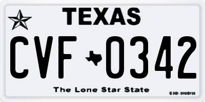TX license plate CVF0342