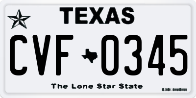 TX license plate CVF0345