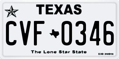 TX license plate CVF0346
