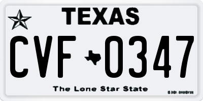 TX license plate CVF0347