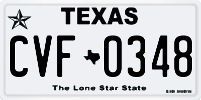 TX license plate CVF0348