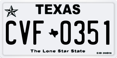 TX license plate CVF0351