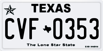 TX license plate CVF0353