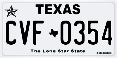 TX license plate CVF0354