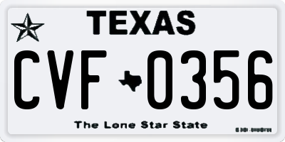 TX license plate CVF0356