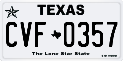 TX license plate CVF0357