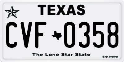 TX license plate CVF0358
