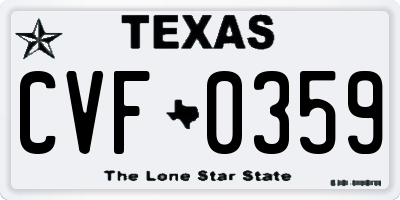 TX license plate CVF0359