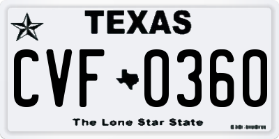 TX license plate CVF0360