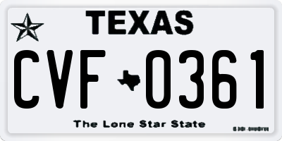 TX license plate CVF0361