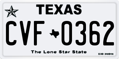 TX license plate CVF0362