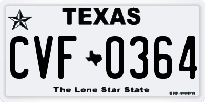 TX license plate CVF0364