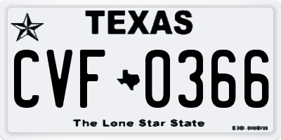 TX license plate CVF0366