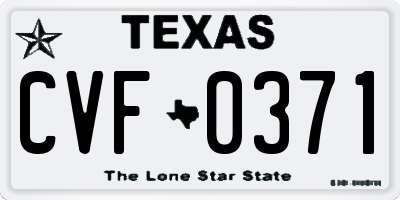 TX license plate CVF0371