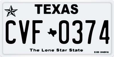 TX license plate CVF0374