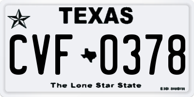 TX license plate CVF0378