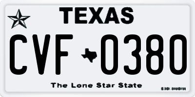 TX license plate CVF0380