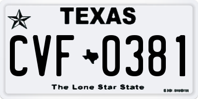 TX license plate CVF0381