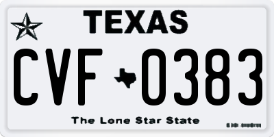 TX license plate CVF0383