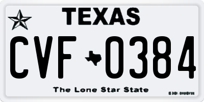 TX license plate CVF0384
