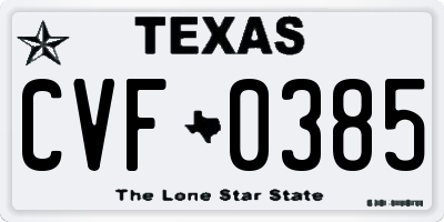 TX license plate CVF0385