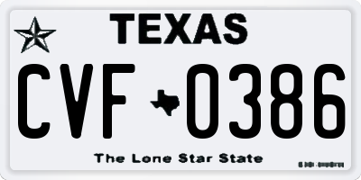 TX license plate CVF0386